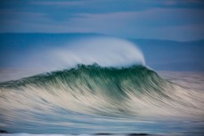 A feathering wave during a pushy swell at Blackhead Beach, Dunedin, New Zealand. 
