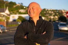 Simon Thu bathed in early morning light, Dunedin, New Zealand. 