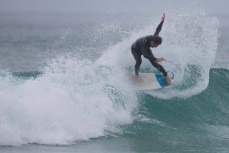 Lyndon Fairbairn makes the most of waves during a session at Blackhead Beach, Dunedin, New Zealand. 