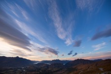 Dawn breaks over Lake Wakatipu, Queenstown, New Zealand. 