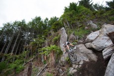 Cannondale Racing team rider Anton Cooper, of Christchurch, explores a section of trail on the nationals track in the Whakarewarewa Forest, Rotorua, New Zealand.