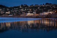 St Clair aglow just before sunrise, Dunedin, New Zealand. 