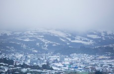 Snow blankets the city of Dunedin, New Zealand. 