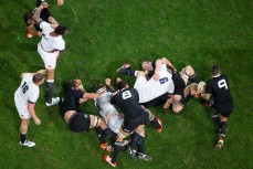 Aaron Smith clears the ball during the second match-up of the Steinlager Series between the All Blacks and England at Forsyth Barr Stadium, Dunedin, 14 June 2014.      