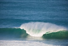 Large surf at a reef break near Papatowai, Catlins, New Zealand. 