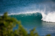 A wave peels through at Blackhead Beach, Dunedin, New Zealand. 