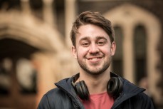 Mike Neumegen is all smiles as he heads for Silicon Valley in California, USA. Shot at Otago University, Dunedin, New Zealand. 