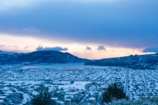 Snow blankets the city of Dunedin, New Zealand. 