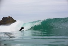 Paul Hankinson picks a nice wave at Blackhead Beach, Dunedin, New Zealand. 