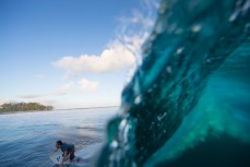 Adam Bazzard bottom turns on a wave at a secret spot near Salani, Samoa. 