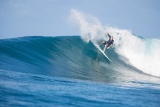 Campbell Pritchard slices into a wave at Salani Rights, Salani, Samoa. 