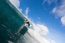 Brett Wood about to run me down at Salani Rights, Salani, Samoa. 