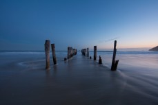 The poles at St Clair Beach, Dunedin, New Zealand. 