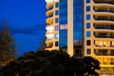 A tall building at Mount Maunganui on dusk, New Zealand. 