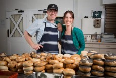 Chris and Ellen MacGregor, of Beam Me Up Bagels, with their latest batch ahead of the Dunedin Craft Beer and Food Festival held at Forsyth Barr Stadium, Dunedin, New Zealand. 