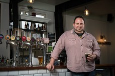 Josh Clark, of Ombrellos, with just a selection of his craft beer taps at Ombrellos. Check out his stand at the Dunedin Craft Beer and Food Festival held at Forsyth Barr Stadium, Dunedin, New Zealand. 