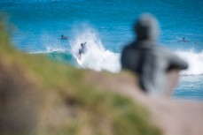 James Steiner hits a section at Blackhead Beach, Dunedin, New Zealand. 