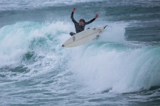 Luke Grubb airs the end section at St Clair Beach, Dunedin, New Zealand. 