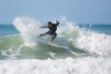 Maz Quinn attacks a section at Makarori Beach, Gisborne, Eastland, New Zealand. 