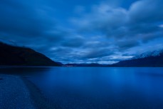 The lights of Queenstown from Cecil Peak Station, Lake Wakatipu, New Zealand. 