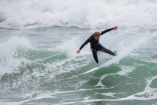 Hayley Coakes ripping the channel lefts at St Clair Beach, Dunedin, New Zealand. 