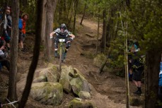 Anton Cooper takes the high line at the Urge 3 Peaks Enduro mountain bike race held in Dunedin, New Zealand, December 6-7, 2014.