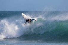 JC Susan bounces off the lip in hollow waves at St Kilda Beach, Dunedin, New Zealand. 