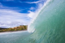 Inside an empty wave at Blackhead Beach, Dunedin, New Zealand. 