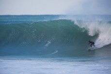 A growing wall during cyclone Pam at Aramoana Beach, Dunedin, New Zealand. 