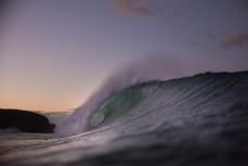 Empty wave during cyclone Pam at Aramoana Beach, Dunedin, New Zealand. 