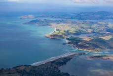 Aerial view over the North Coast of Dunedin, New Zealand. 