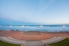 Steps on dusk at the esplanade at St Clair Beach, Dunedin, New Zealand. 