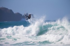Aussie surfer Beau Foster gets air on Otago Peninsula, Dunedin, New Zealand. 