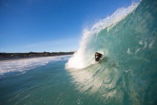 Aussie surfer Beau Foster gets barreled at St Kilda Beach, Dunedin, New Zealand. 