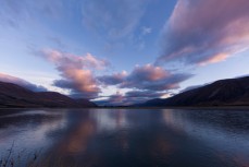 Sunset over Glen Lyon Station, Lake Ohau, South Canterbury, New Zealand. 