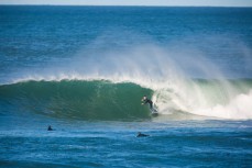 Josh Thickpenny rides a solid wave at St Clair Point St Clair, Dunedin, New Zealand. 