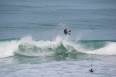 Tom Bracegirdle launches at St Kilda Beach, Dunedin, New Zealand. 