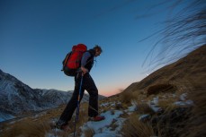 Glen Aspin returns home as the sunsets over an icy landscape in Marlborough, New Zealand. 