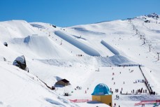 Pristine spring conditions at Cardrona Alpine Resort, Wanaka, New Zealand. 