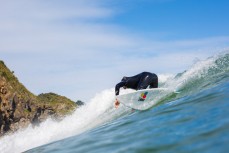 Brett Wood revels in fun playful conditions at the points, Raglan, New Zealand. 