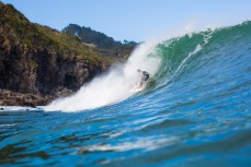 Brett Wood revels in fun playful conditions at the points, Raglan, New Zealand. 
