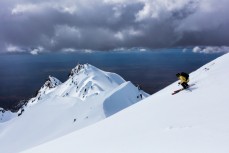 Glenn Cullen, of The Snow Gauge, skis a line in the Pinnacles during a ski trip, Whakapapa, Ruapehu, New Zealand.