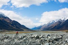 Alan Sutton rides into the Dobson Valley on Glen Lyon Station, Canterbury, New Zealand. 