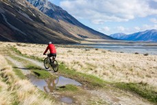 Alan Sutton rides into the Dobson Valley on Glen Lyon Station, Canterbury, New Zealand. 