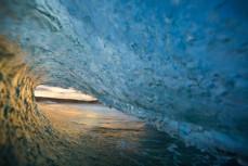 Inside a barreling wave at St Kilda Beach, Dunedin, New Zealand. 