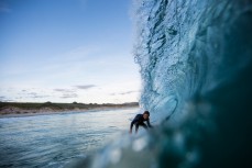 James Murphy chases down a barrel at St Kilda Beach, Dunedin, New Zealand. 