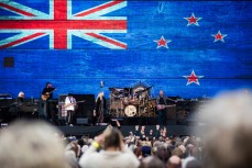 Fleetwood Mac wade into the flag debate during their concert at Forsyth Barr Stadium, Dunedin, 18 November 2015.