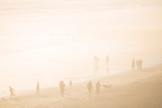 Beachgoers soak in the last rays of a warm day on St Kilda Beach, Dunedin, New Zealand. 