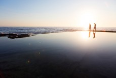 Crystal and Wren explore a pool at Dee Why on the Northern beaches of Sydney, NSW, Australia. 