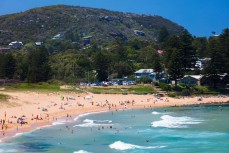 Crowded Avalon Beach on the Northern beaches of Sydney, NSW, Australia. 
